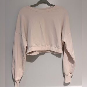 Hollister California Beige Cropped Crew Neck Cinched Sweatshirt Size Small